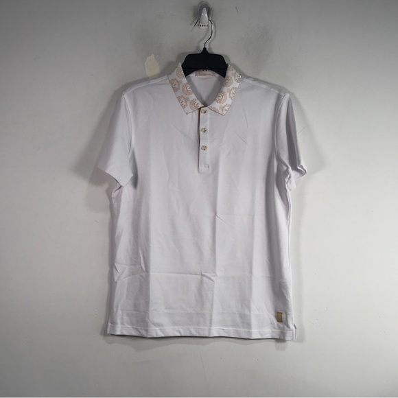Billionaire Short Sleeve Polo Men's Size M - White/Gold